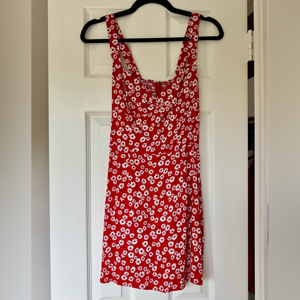 REFORMATION Red Mini Floral Sleeveless Dress